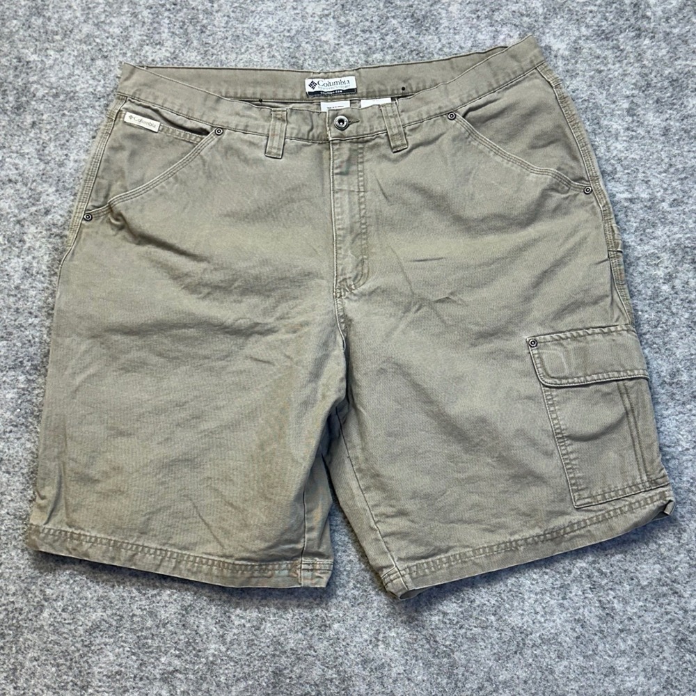 Columbia Carpenter Shorts Mens 38 Khaki Canvas Utility Heavy Duty 00132
